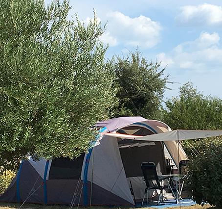 Staanplaats tent op camping les Amandiers in Castelnau de Guers