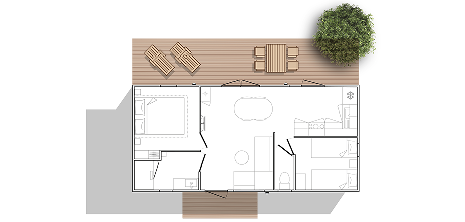 Plano del mobil home Premium jardín